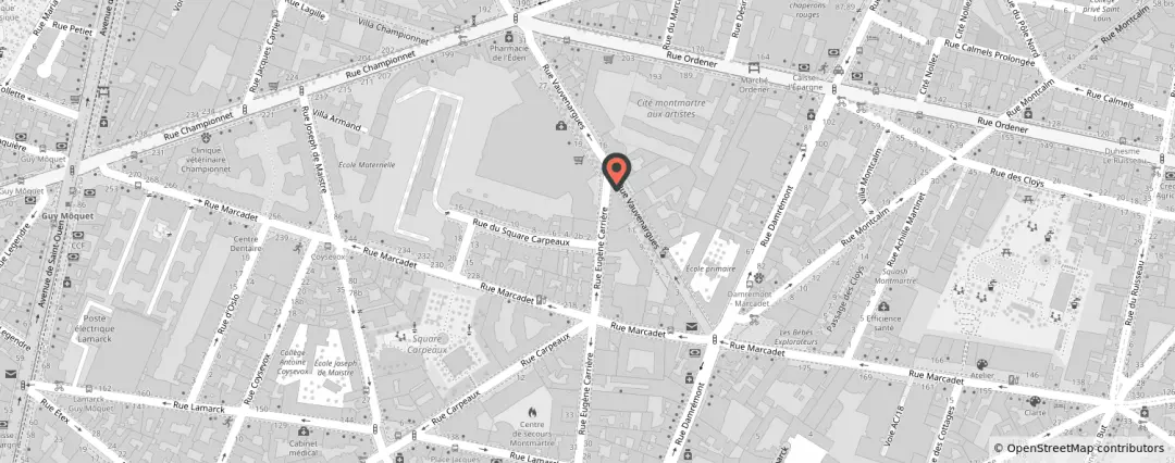Plan de quartier du bar La Pause Montmartre, Paris 18, OpenStreetMap